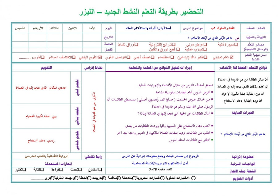 تحضير فقه ثاني ابتدائي الفصل الثالث