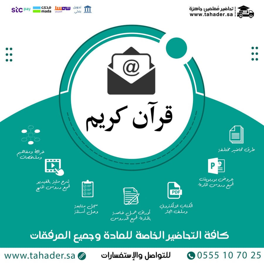 كتاب الطالب مادة قرآن تلاوة سادس ابتدائي الفصل الدراسي الثاني