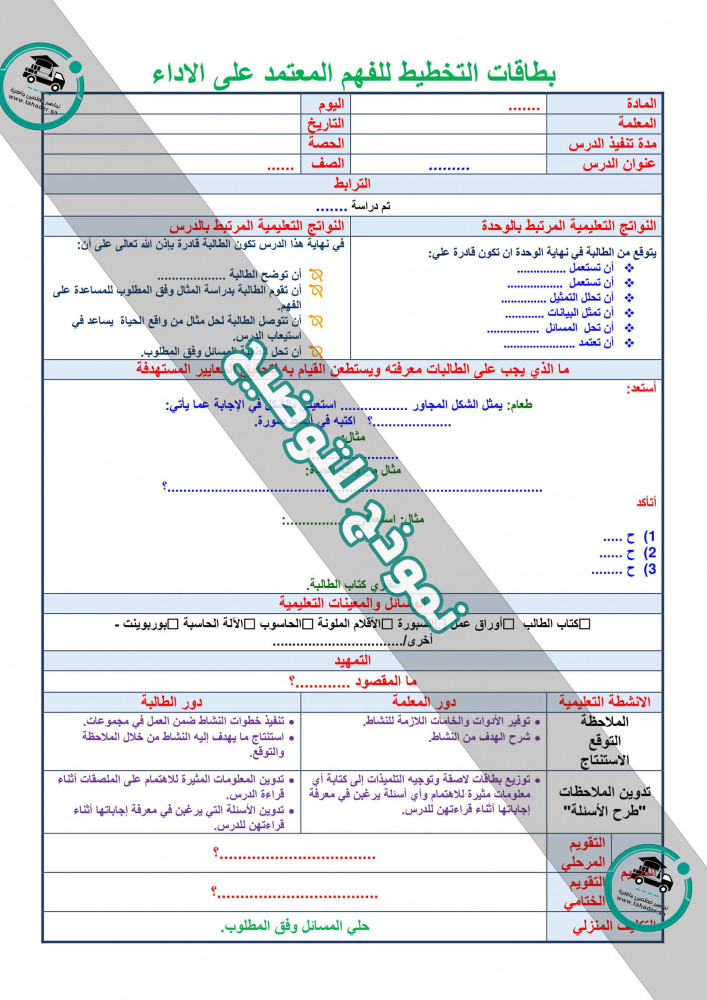 بوربوينت مادة الرياضيات 6 المقررات
