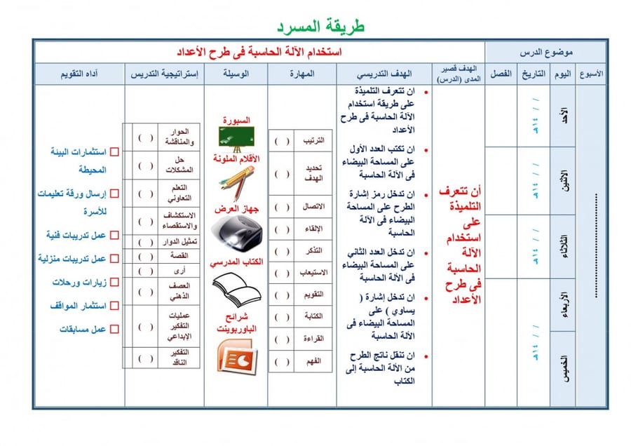 تحضير رياضيات سادس ابتدائي الفصل الثالث تربية فكرية