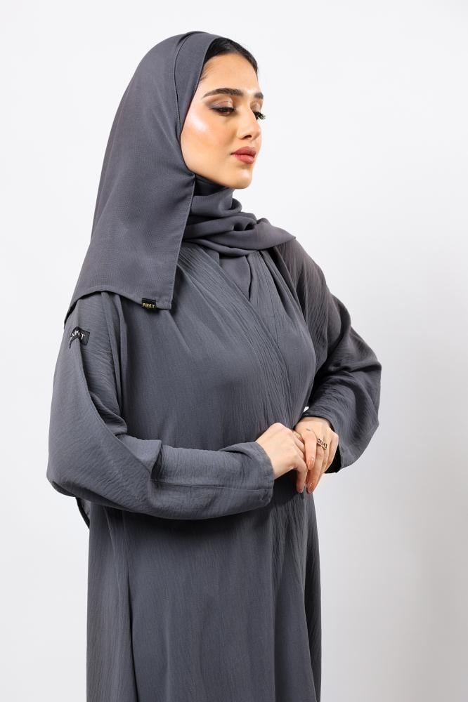 عباية كلوش رمادي داكن- كريب أمريكي
