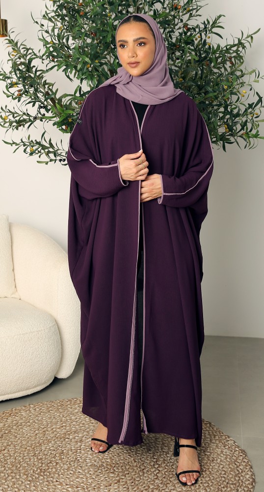 عباية نصف بشت كريب أمريكي بنفسجي