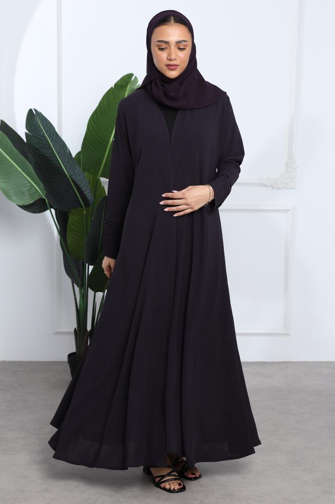 عباية كلوش كريب أمريكي أكمام  مكسرة بنفسجي
