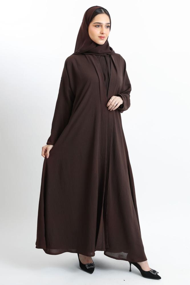 عباية كلوش بني داكن كريب أمريكي