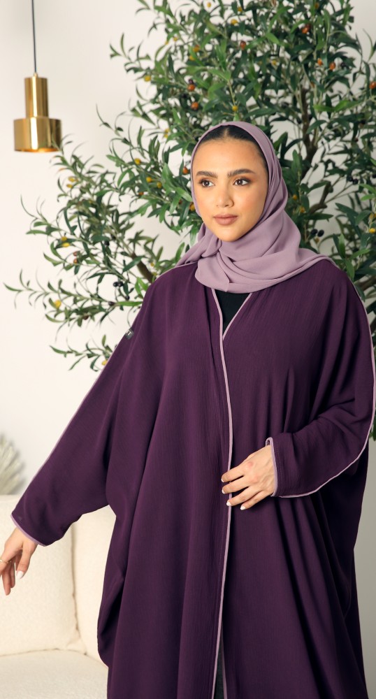 عباية نصف بشت كريب أمريكي بنفسجي