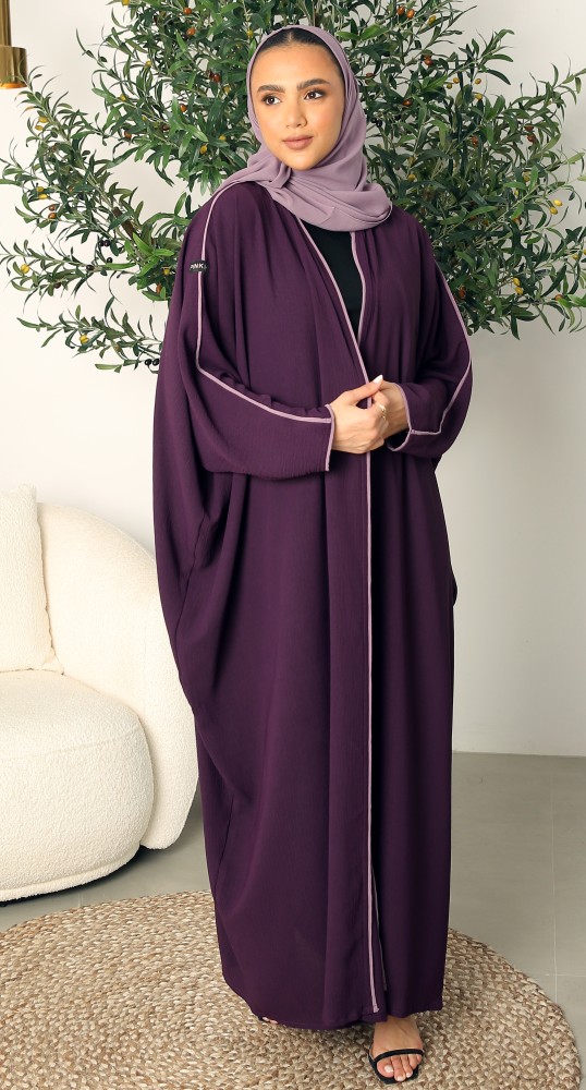 عباية نصف بشت كريب أمريكي بنفسجي
