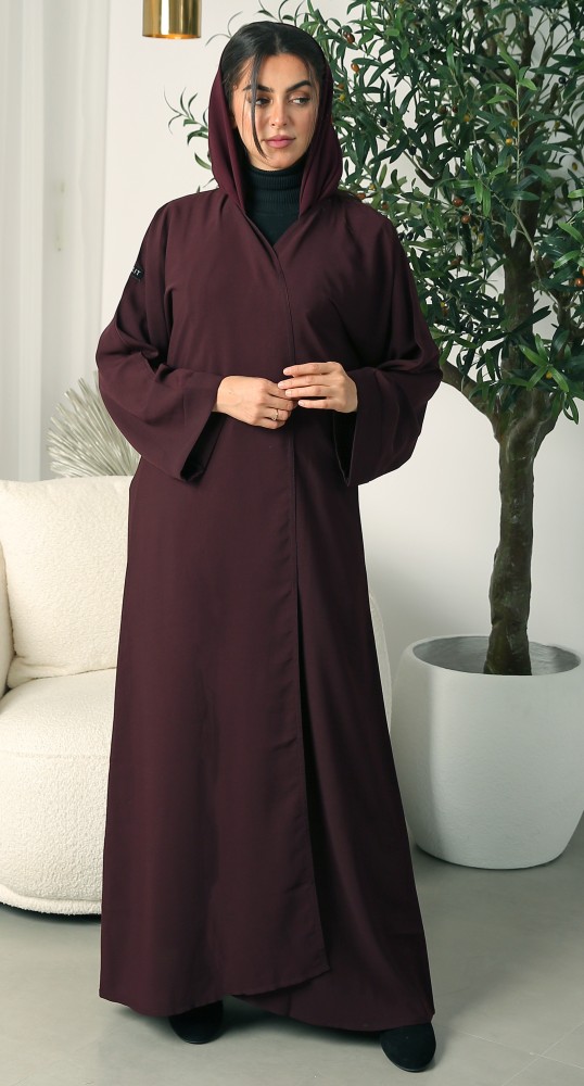 عباية باردة كريب عنابي داكن