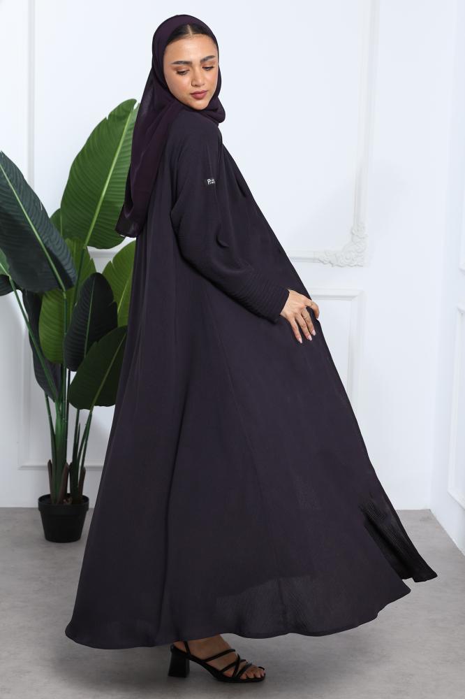 عباية كلوش كريب أمريكي أكمام  مكسرة بنفسجي