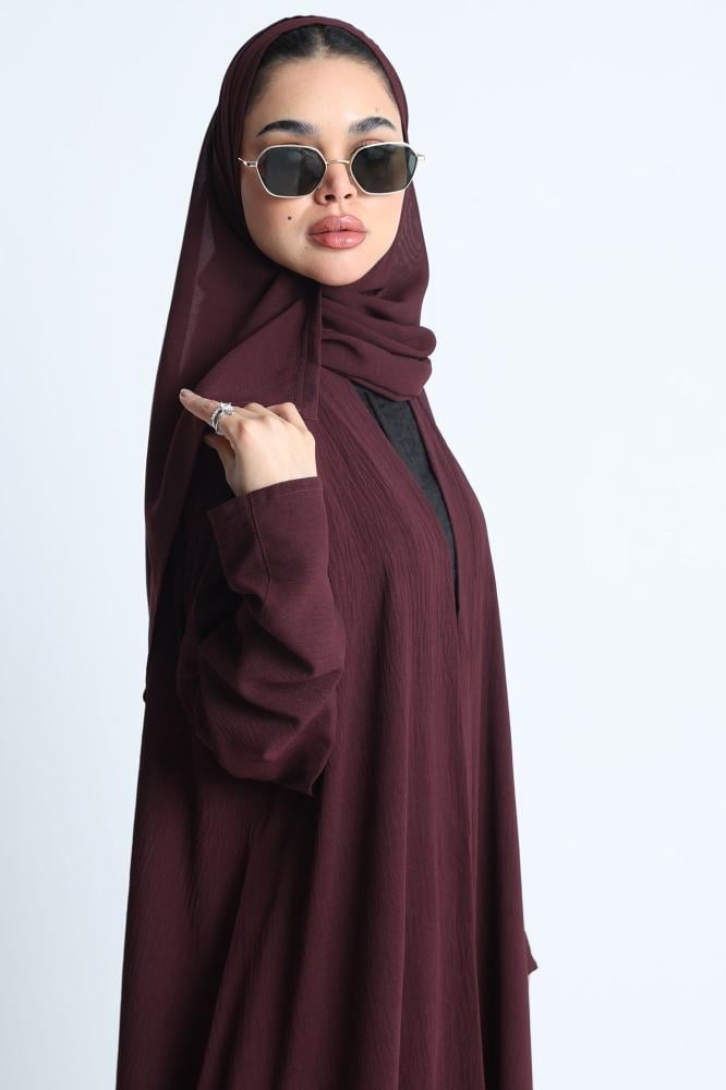 عباية كريب أمريكي بورغندي قصة كلوش