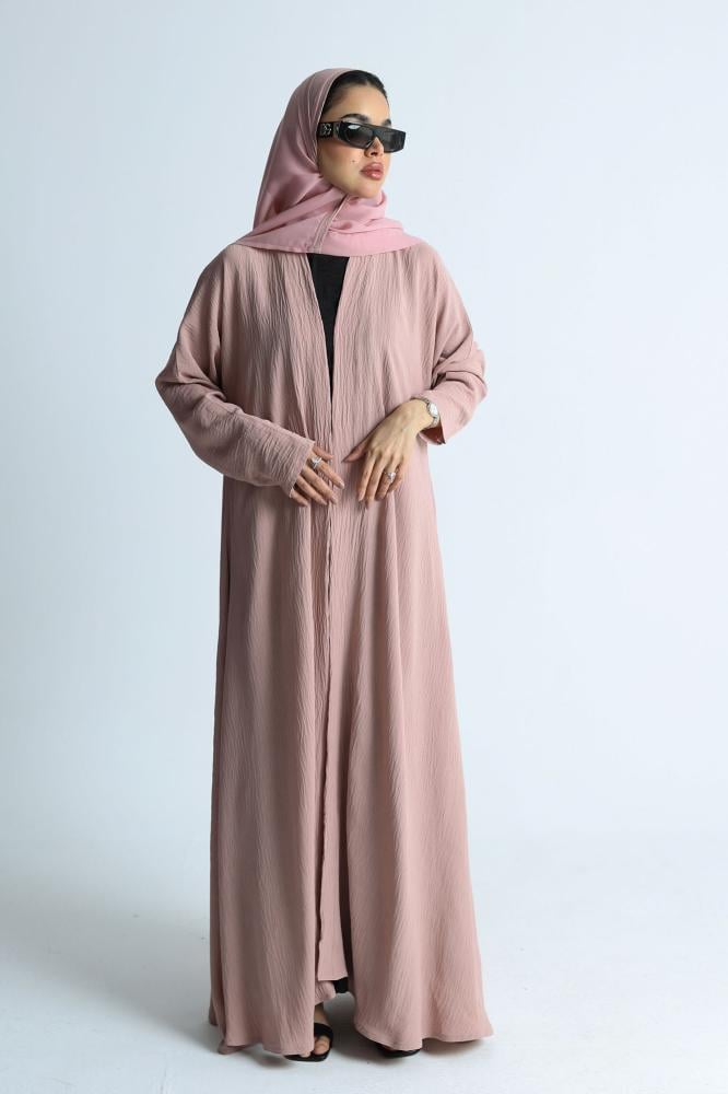 عباية كريب أمريكي وردي قصة كلوش