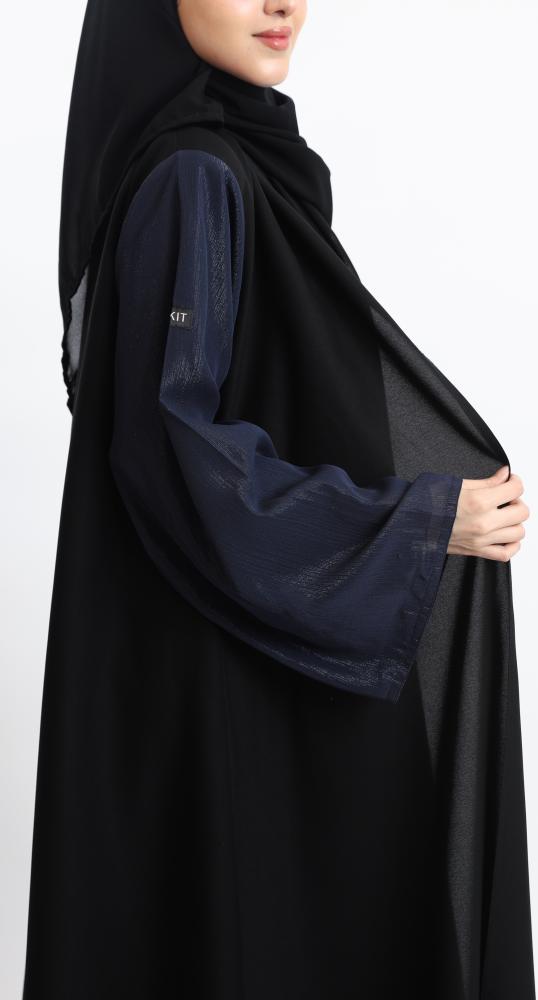 عباية ربع كلوش أكمام  كحلية لامعة