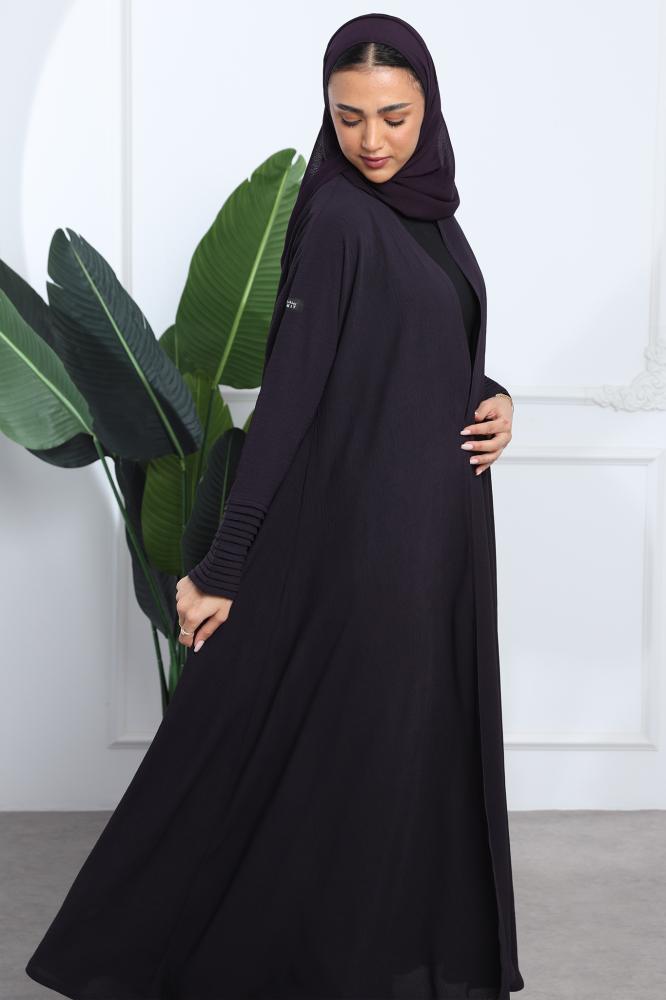 عباية كلوش كريب أمريكي أكمام  مكسرة بنفسجي