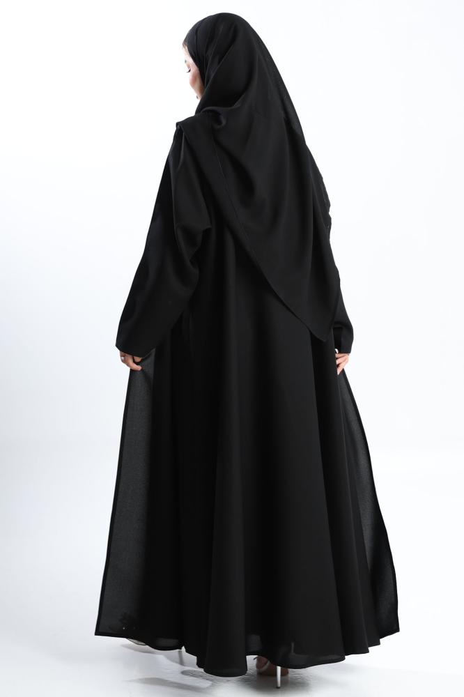 عباية سوداء فستان جاكار لامع