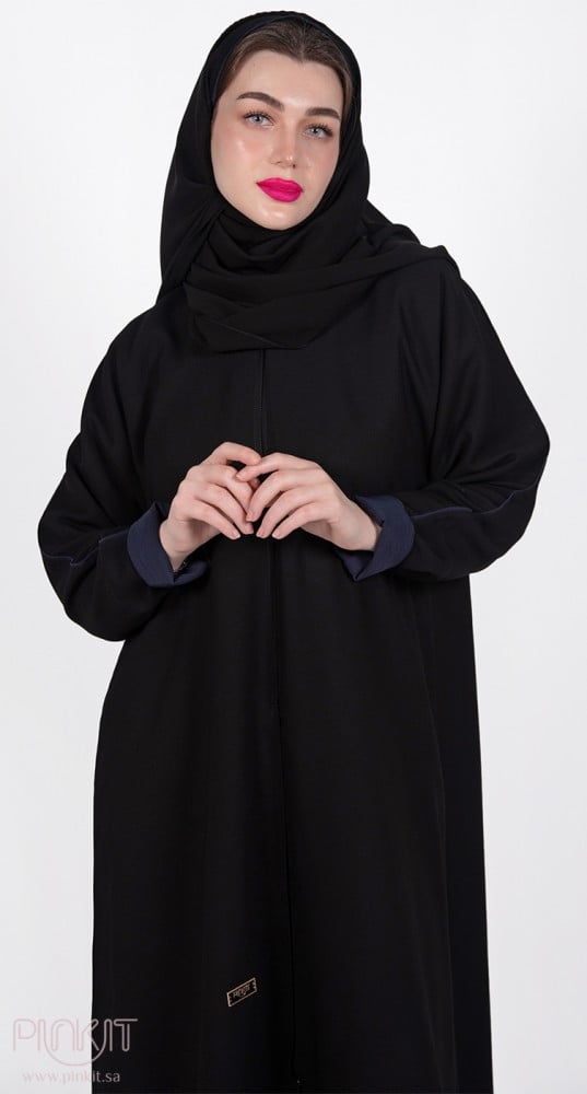 عباية سوداء طقطق تفاصيل كحلي