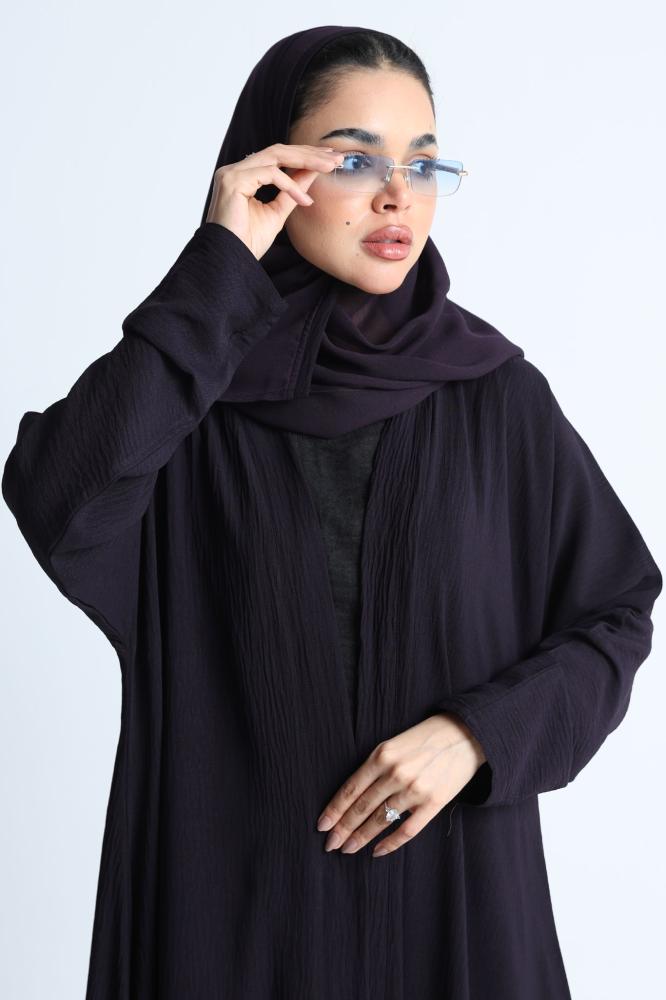 عباية كريب أمريكي بنفسجي داكن قصة كلوش