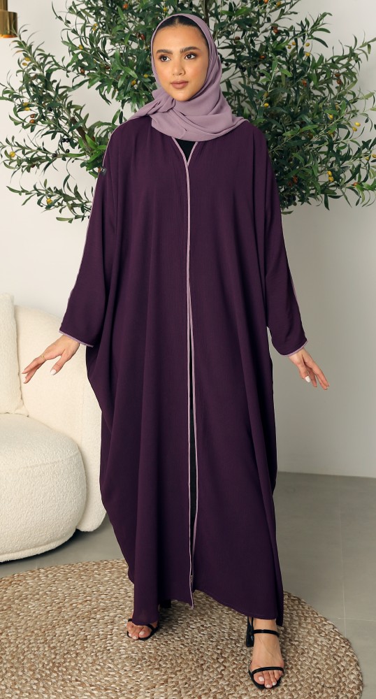 عباية نصف بشت كريب أمريكي بنفسجي