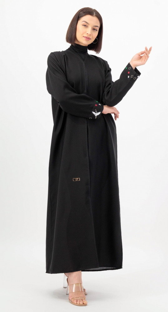 عباية طقطق أكمام تطريز طائر