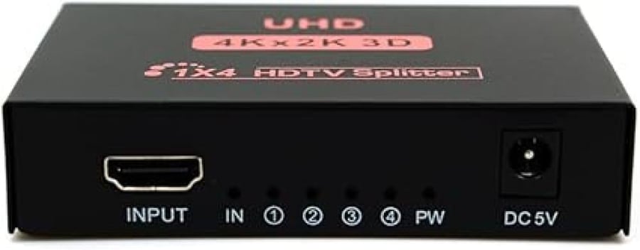 VKBAND HDMI 1 in 4 out V1.4 distributor works with 1 × 4 ports fully supports Ultra HD 1080P 4K / 2K and 3D resolution (1 input to 4 outputs)
