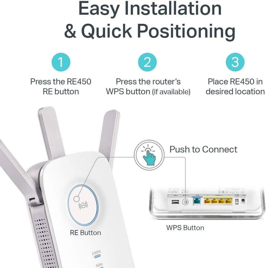 تي بي لينك مقوي شبكة الواي فاي لاسلكي AC1750 _ RE450