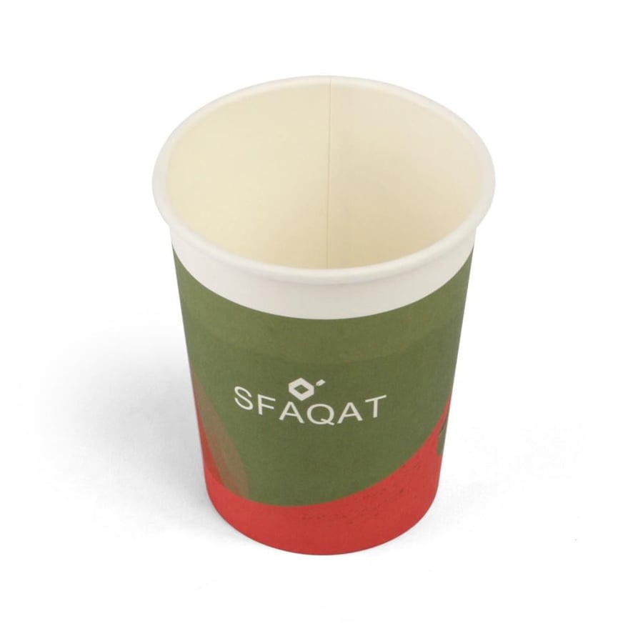Sfaqat Paper Cup with a Modern Design, Green - (50) Pieces | 9 oz