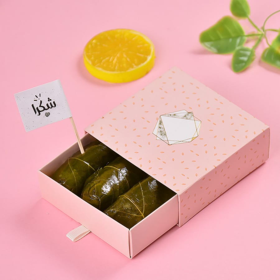 A set of (12) luxury pink boxes for accessories and sweets with a pull rope