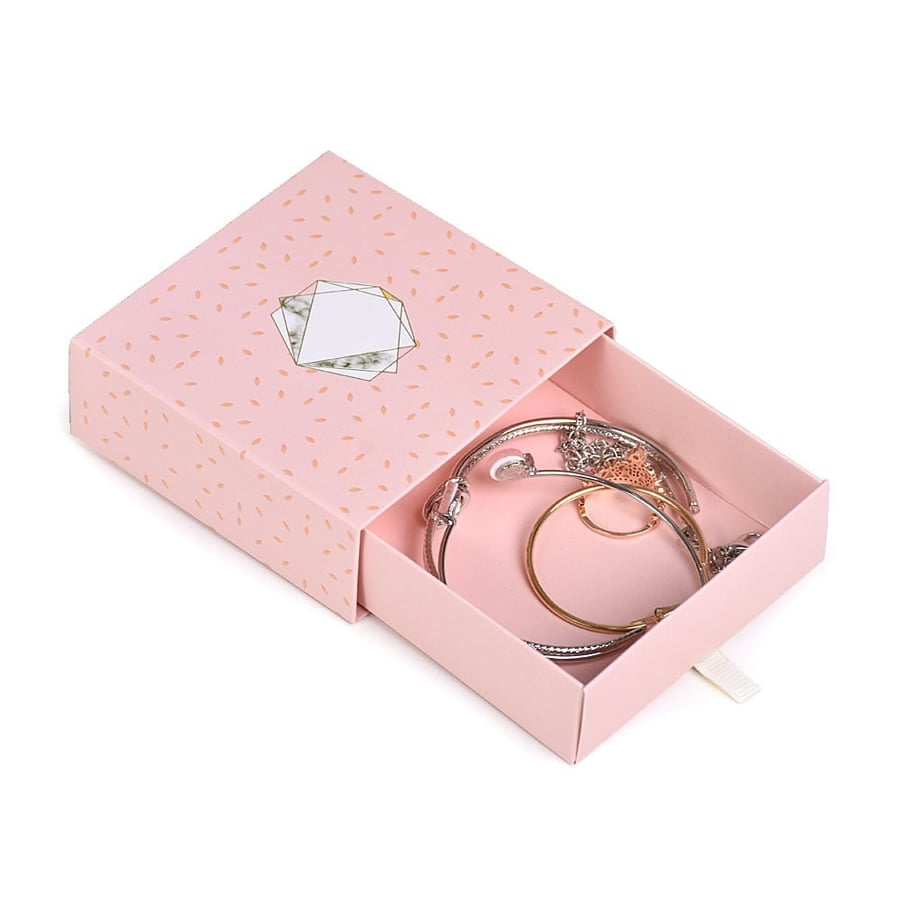 A set of (12) luxury pink boxes for accessories and sweets with a pull rope