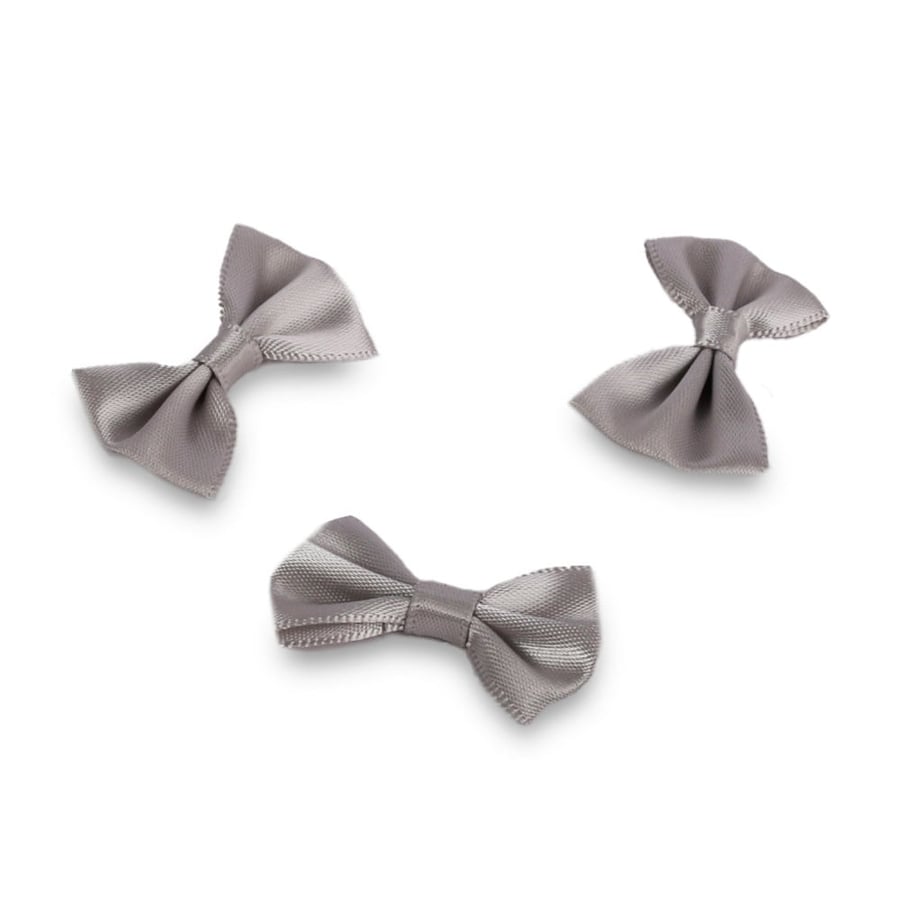 Set of (12) satin bows in gray color | 3.6 cm
