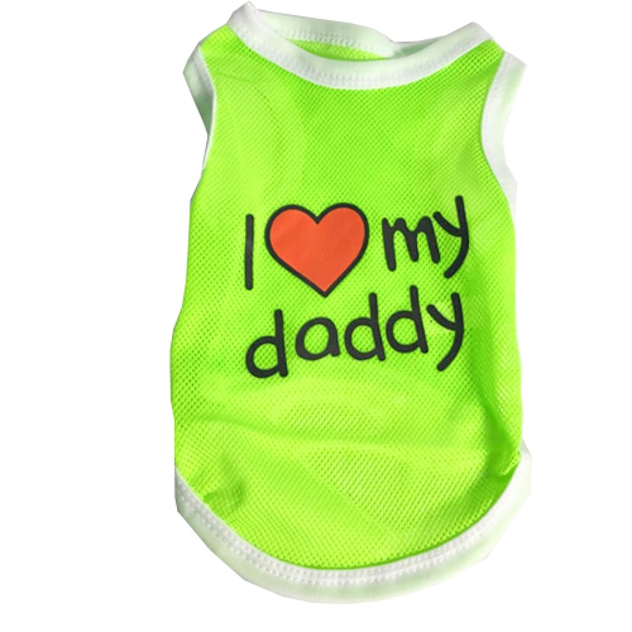 تيشرت I love My daddy للحيوانات الاليفة لون فسفوري