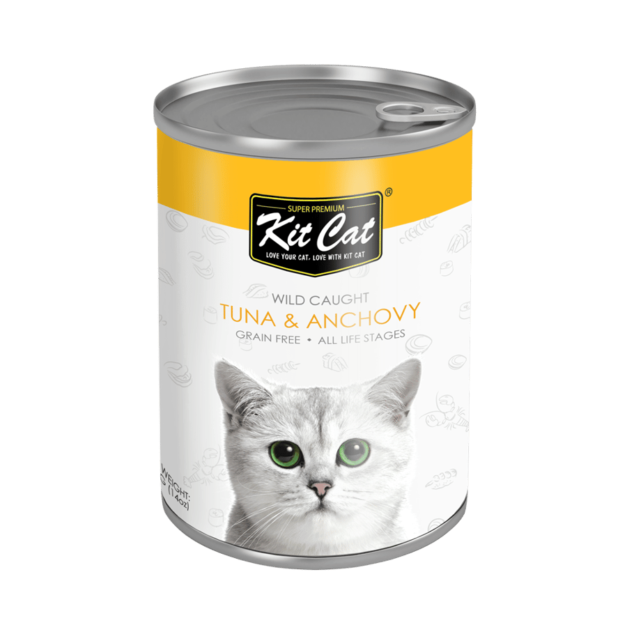Kit cat كت كات معلب قطط بنكهة التونا وسمك الانشوجة 400 جرام