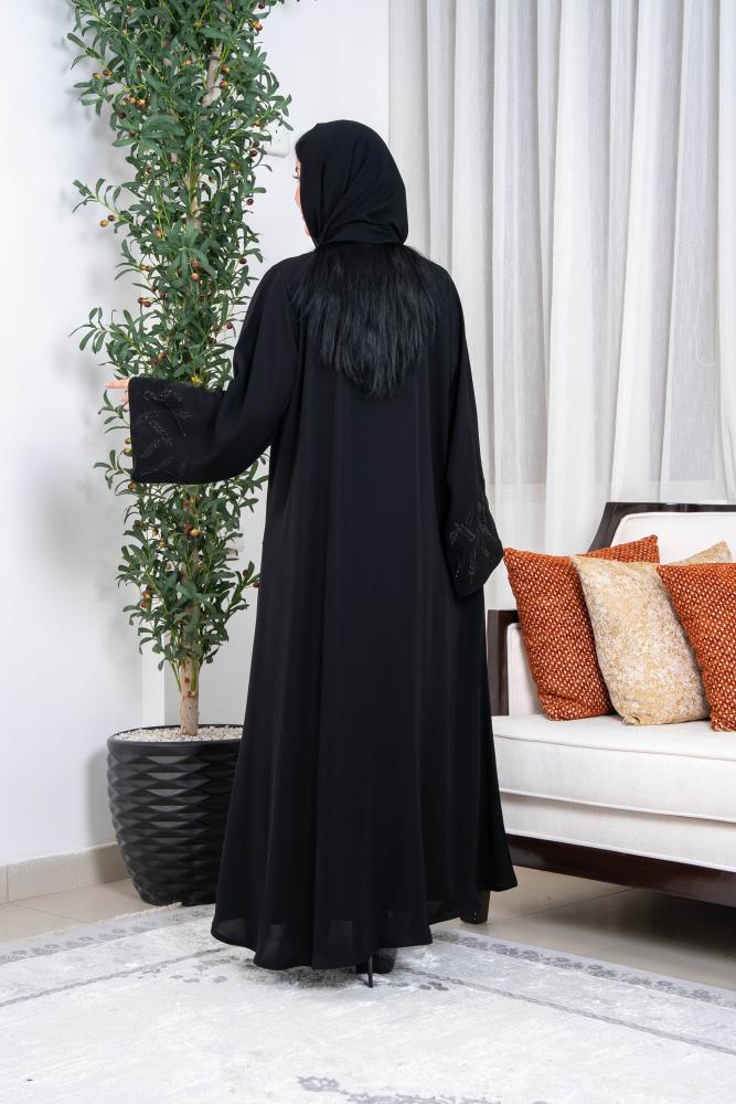 نص كلوش  كم تطريز ورق كرستال مع كرستال