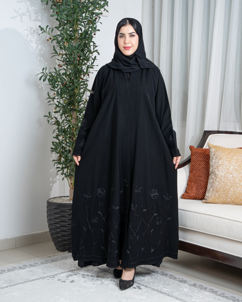 عباية لف نص كلوش هاري بالكريستال – قماش سراميك