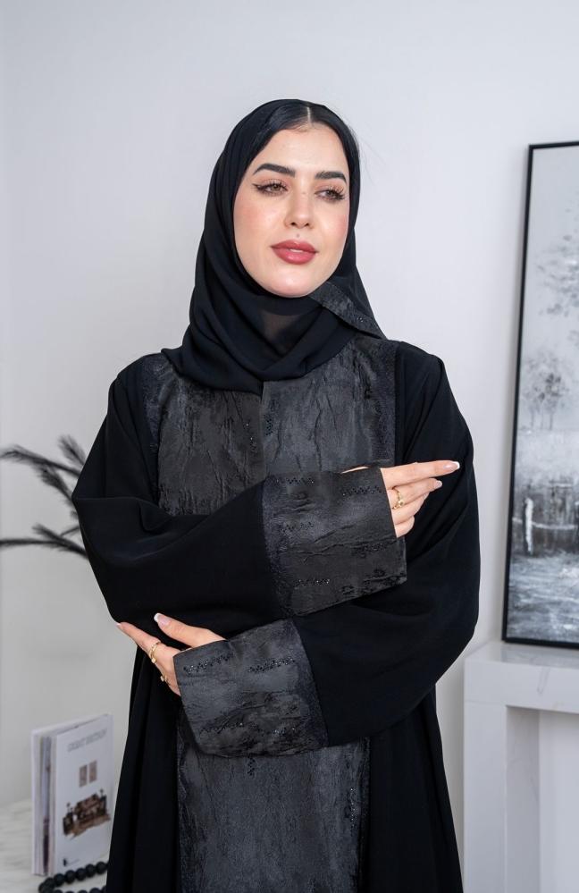 عباية نص كلوش سيراميك _بواجهة جاكار مرصعة كريستال