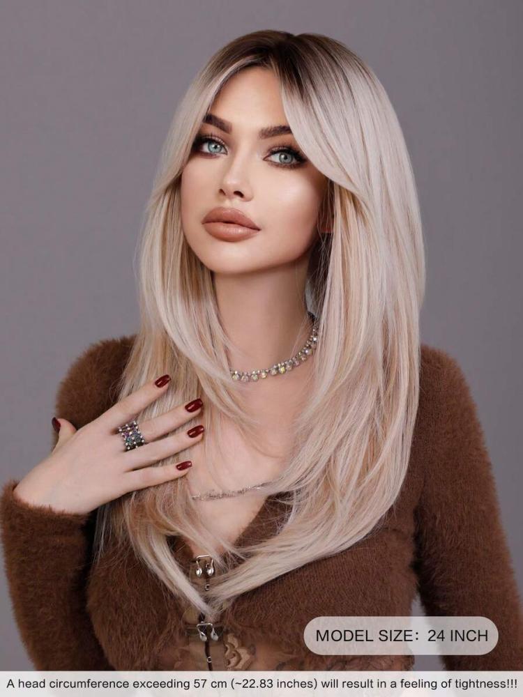 باروكة نسائي تلجي بغرة ناعم 24 إنش