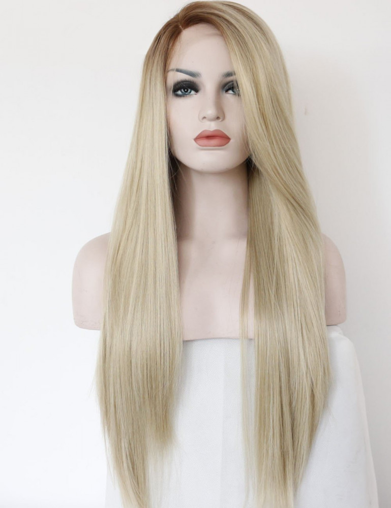 Blonde hair wig front roots soft