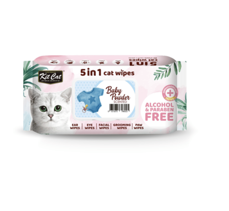 KitCat 5 In 1 Cat Wet Wipes (Baby powder)