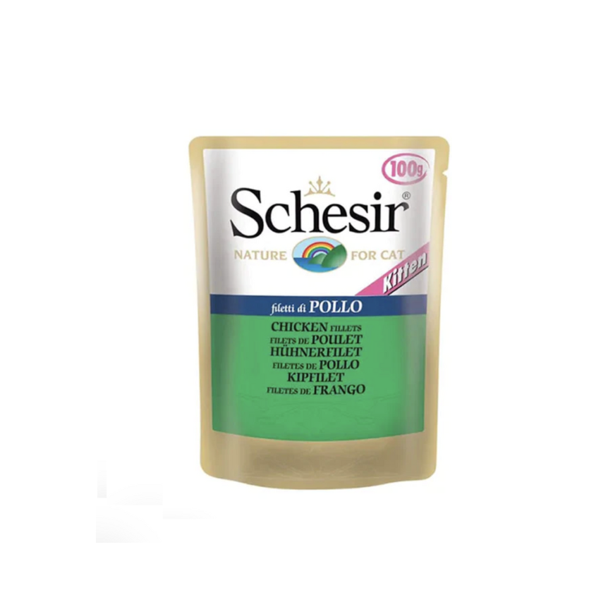 Schesir Pouch Of Chicken Fillets Wet Food For Kittens, 100g