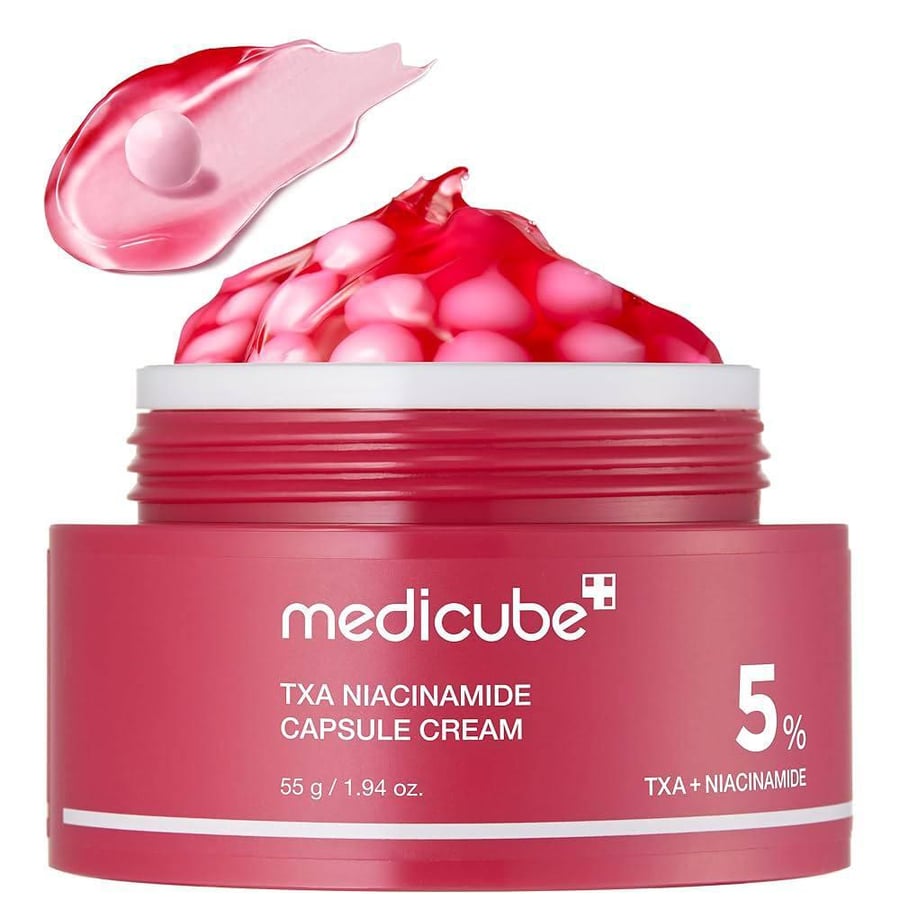 كريم medicube TXA Niacinamide Capsule Cream مع كبسولات وردية
