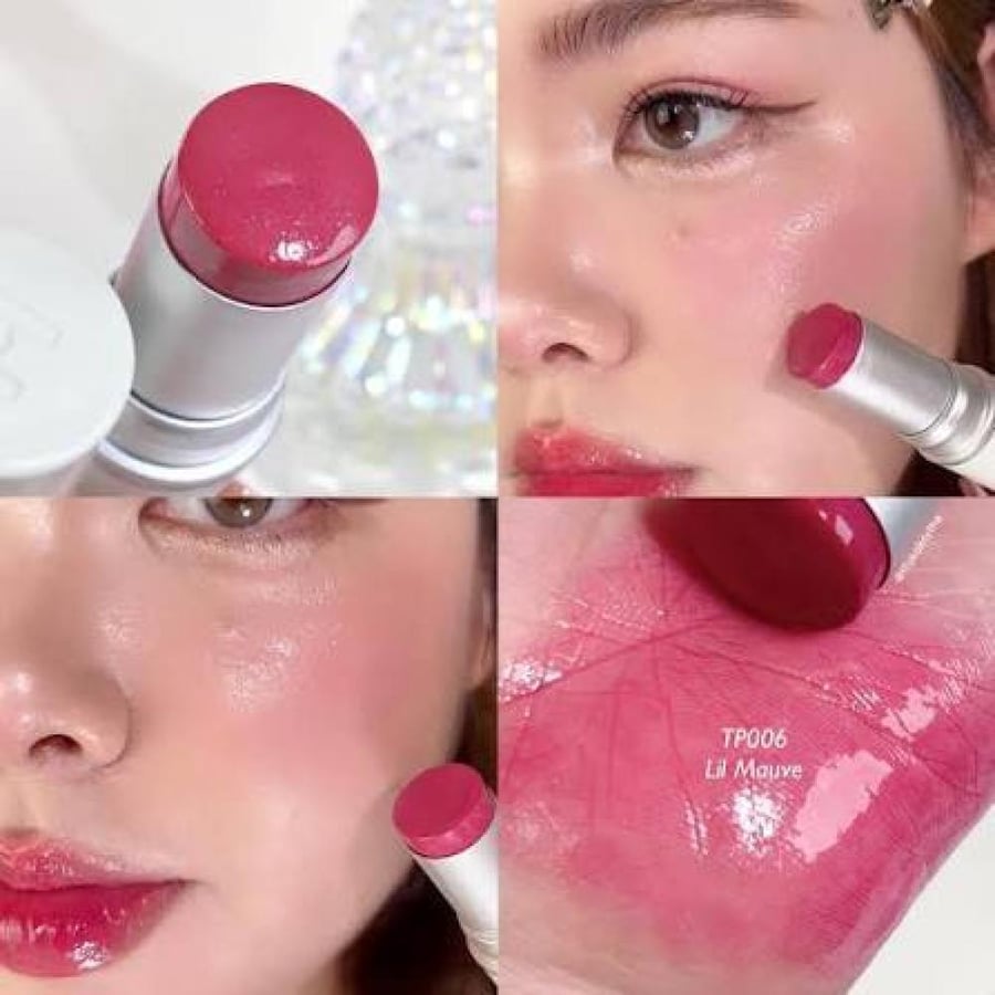 بلسم hince TRUE DIMENSION RADIANCE BALM TP006 Lil Mauve على الخد والشف