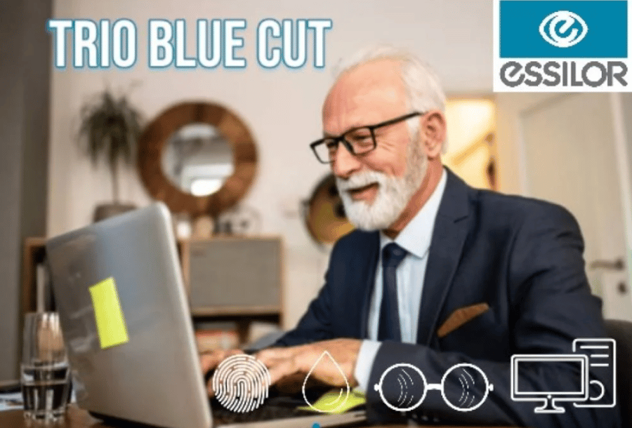 عدسات نظارات TRIO BLUE CUT من شركة Essilor بعاكس أزرق