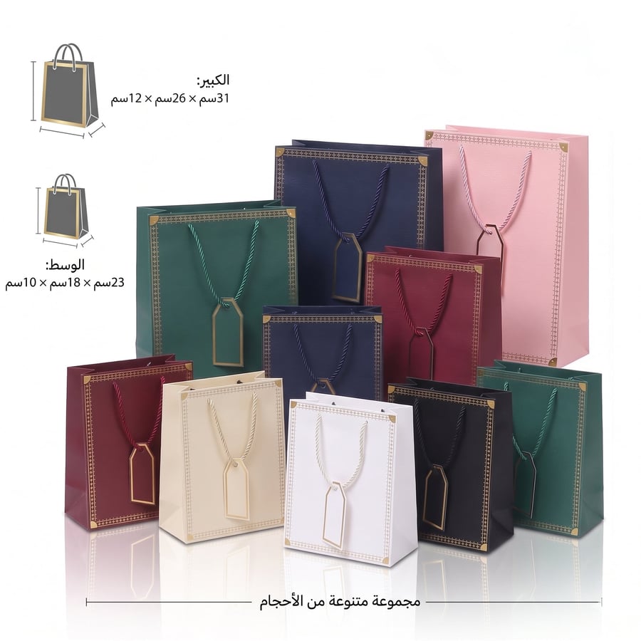 أكياس هدايا مزخرفة بإطار ذهبي