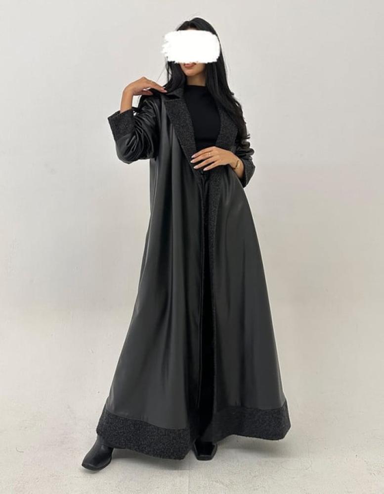عباية نص كلوش جلد شتوية
