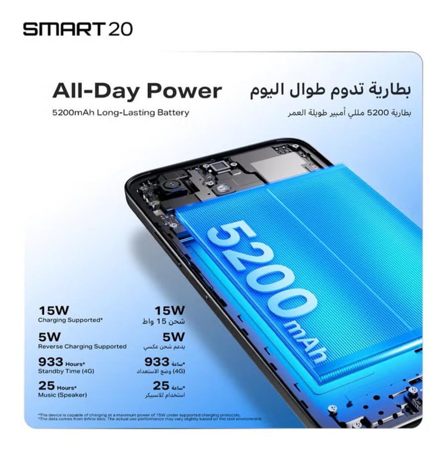 إنفينيكس سمارت 20 أزرق 128 جيجا ضمان سنتين