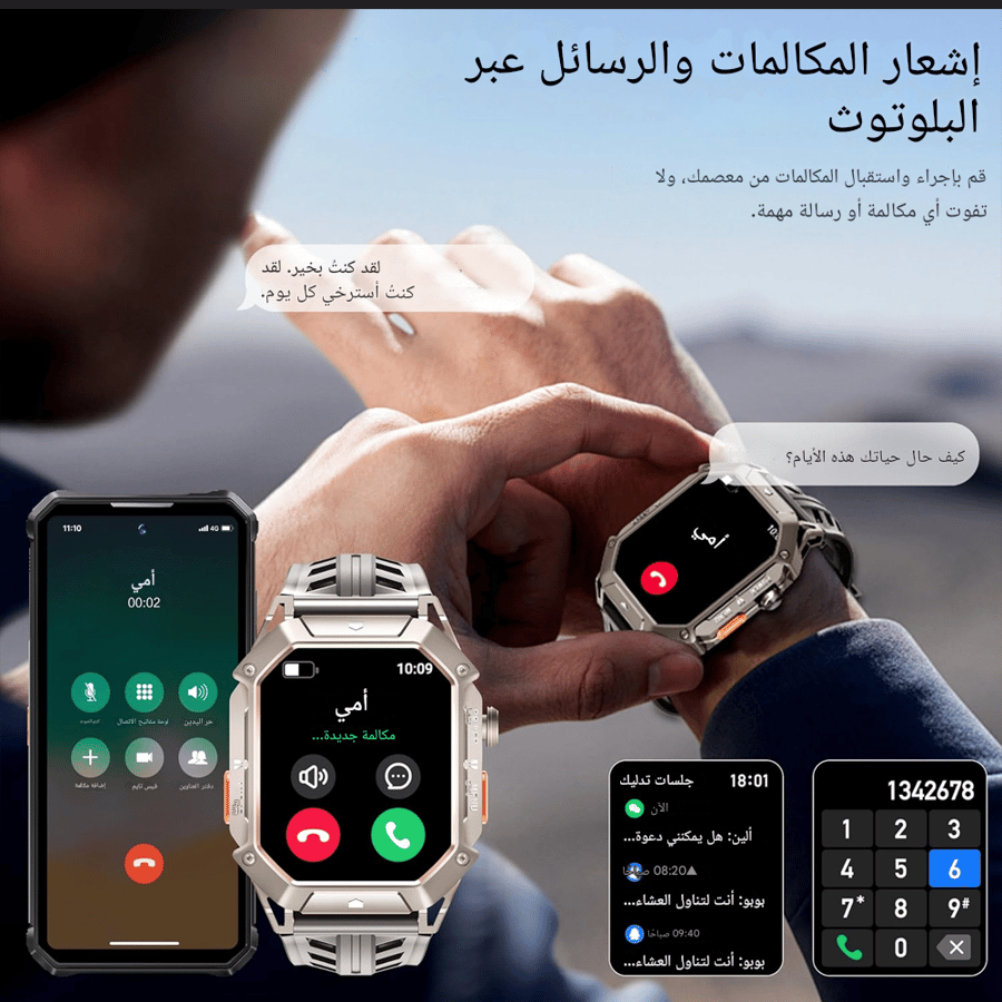 ساعة اوكتيل (أسود) 2.13 إنش BT80 - ضمان سنتين