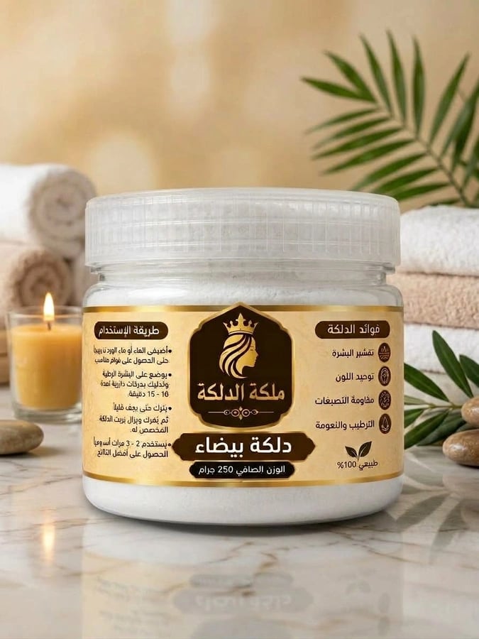 عبوة دلكة بيضاء 250جرام من ملكة الدلكة