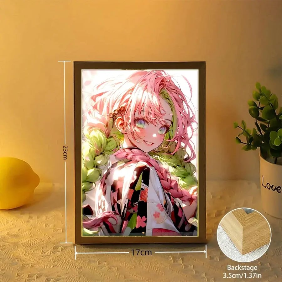 أنيمي شيطان القاتل عمل أرقام ضوء اللوحة إطار صور Tanjirou Nezuko Led ضوء الليل تمثال Kimetsu No Yaiba الهدايا