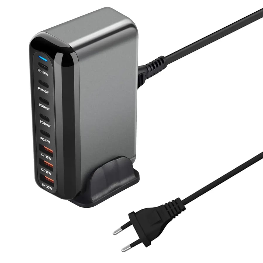 شاحن سريع جديد 600 وات GaN 3.0 USB من النوع C مع 8 منافذ، شاحن 5C3A PD للهواتف والأجهزة اللوحية، تصميم محمول