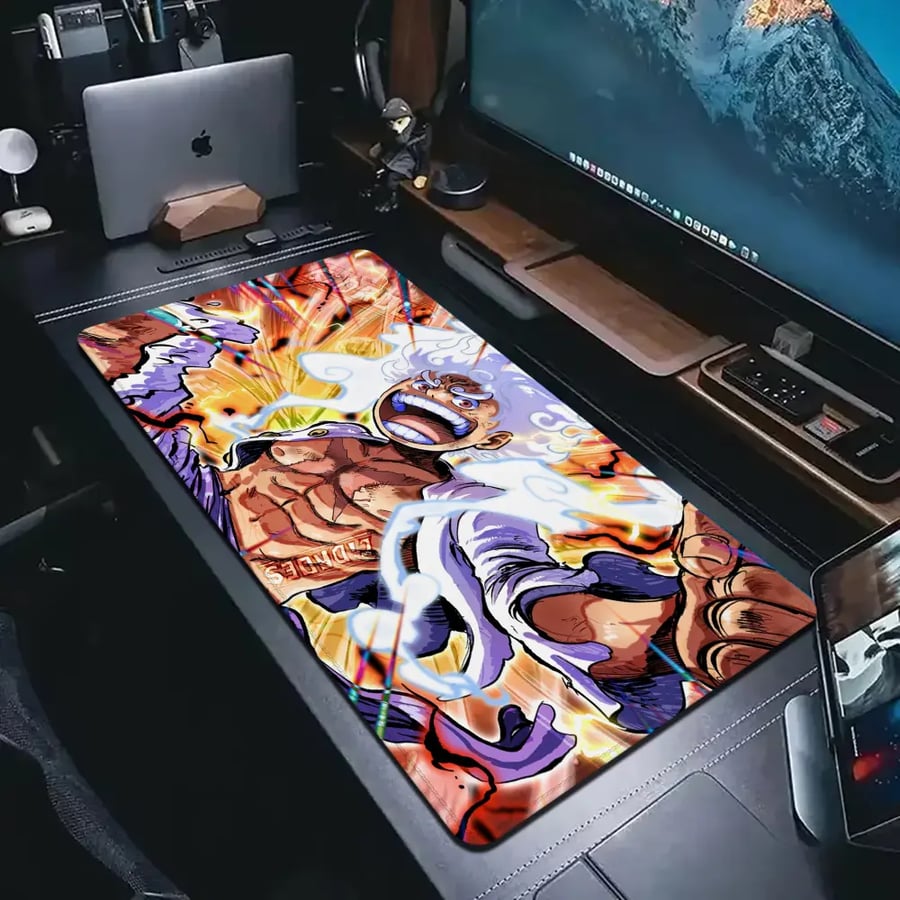 لوحة ماوس Luffy’s Gear 5 كبيرة بتصميم أنمي ون بيس للألعاب والكمبيوتر