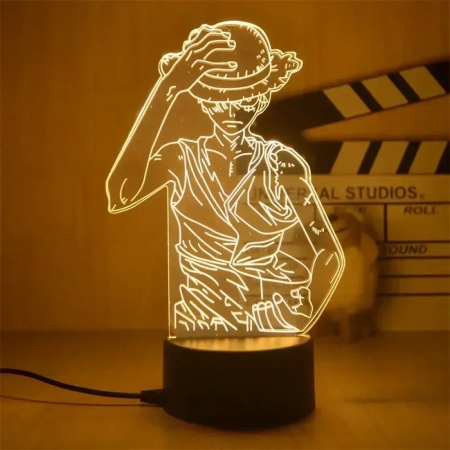 مصباح LED ثلاثي الأبعاد أنمي ون بيس بشخصيات زورو ولوفي وسفينة القراصنة