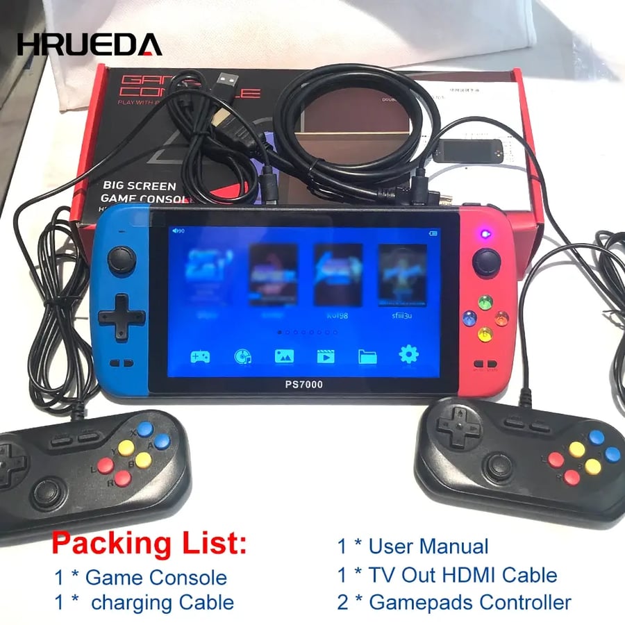 PS7000 7 بوصة HD ريترو المحمولة وحدة تحكم ألعاب فيديو محمولة 6000 + ألعاب مشغل ألعاب محمول وحدة التحكم ل PS1