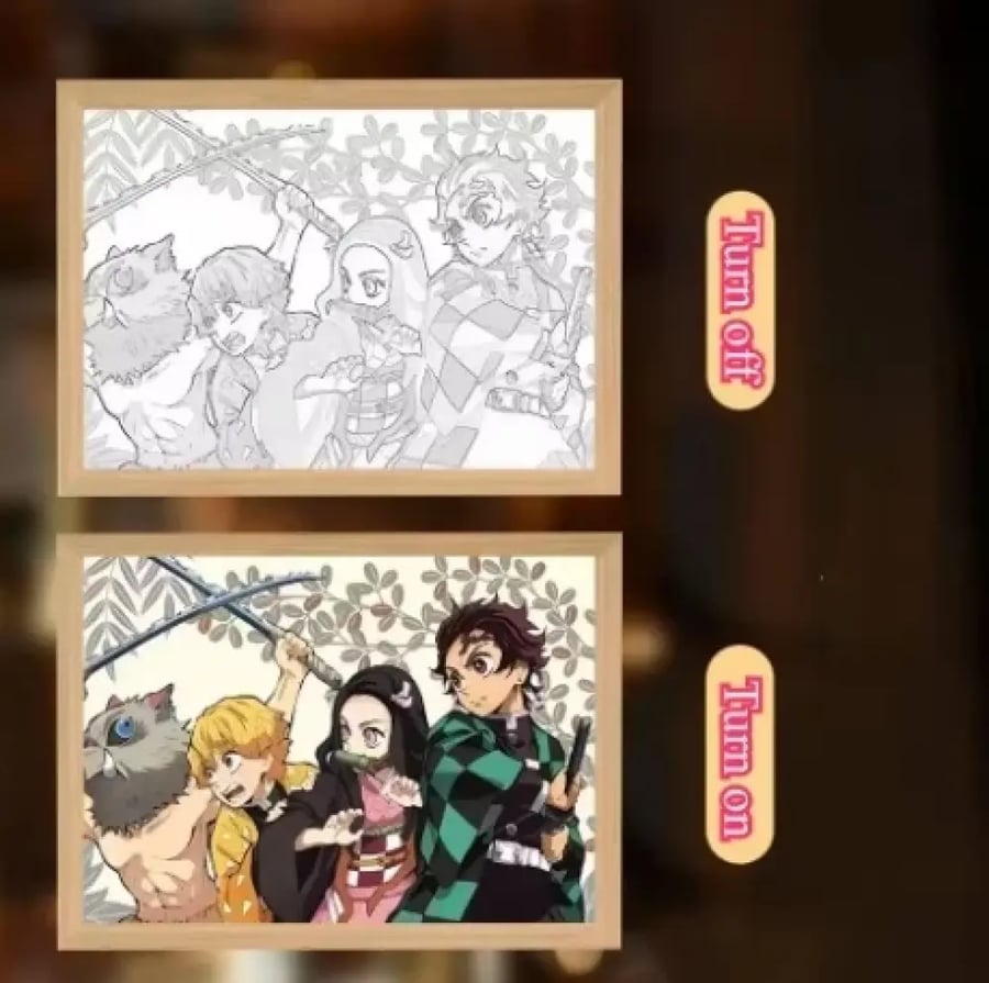 أنيمي شيطان القاتل عمل أرقام ضوء اللوحة إطار صور Tanjirou Nezuko Led ضوء الليل تمثال Kimetsu No Yaiba الهدايا